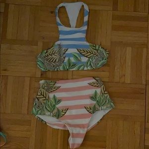 Mara Hoffman Striped High Waisted Bikini